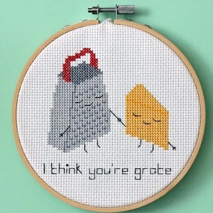 Käse & Reibe Kreuzstich Muster - I Think You're Grate - Instant Download PDF