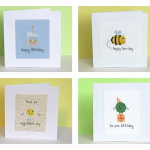 Birthday cards - cross stitch patterns set - Instant download PDF