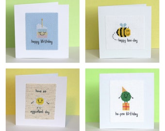 Birthday cards - cross stitch patterns set - Instant download PDF