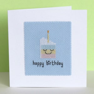 Happy birthday - cake cross stitch pattern - Instant download PDF