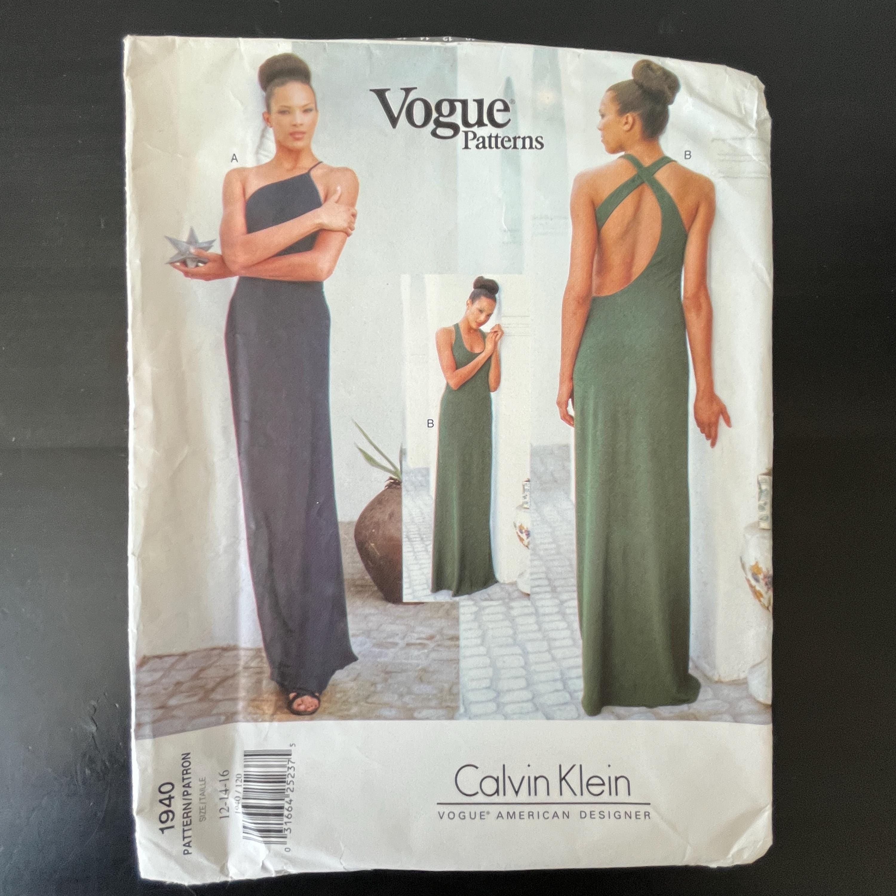 Vogue 1940 Calvin Klein Long Evening Dress Size 12-14-16 // UNCUT American Designer Sewing Pattern // Vintage 1997 - Etsy Vogue 1940 Calvin Klein Long Evening Dress Size 12-14-16 // UNCUT American Designer Sewing Pattern // Vintage 1997 - Etsy