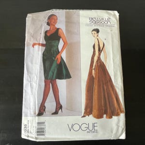 Vogue 2035 Bellville Sassoon Abendkleid 6-8-10 // UNCUT Designer Original Schnittmuster // Vintage 1990s