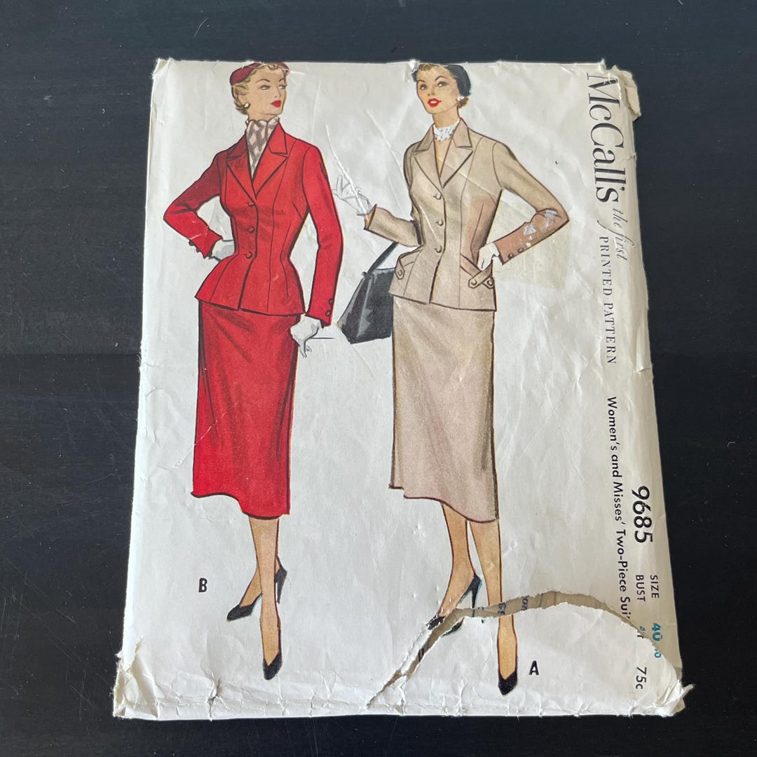 Vintage 50s Mccall's Skirt Suit Sewing Pattern #9685 Bust Size 40 Waist ...