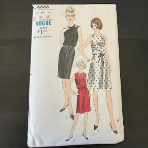 Vogue 6686 Blouson Dress Sz 16 Bust 36 // Vintage 60s Sewing Pattern // UNCUT