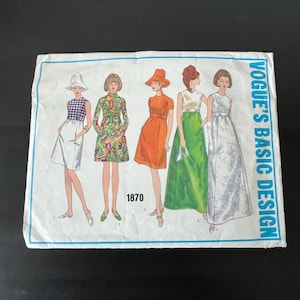 Vogue 1870 One-Piece Dress Size 10 // UNCUT Basic Design Sewing Pattern // Vintage 60s