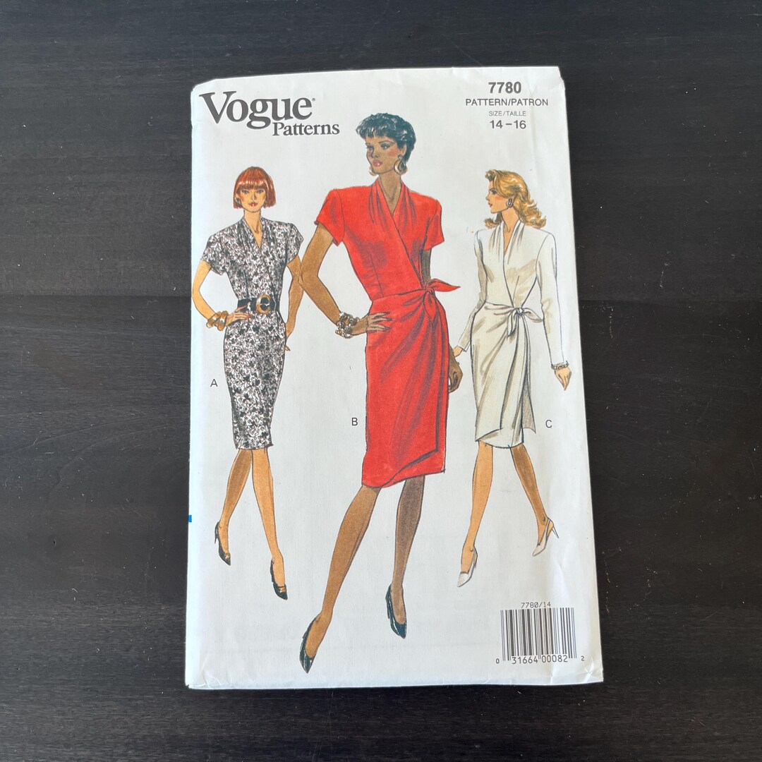 Vogue 7780 Wrap Dress Pattern // UNCUT Sewing Pattern // Vintage 1990s ...