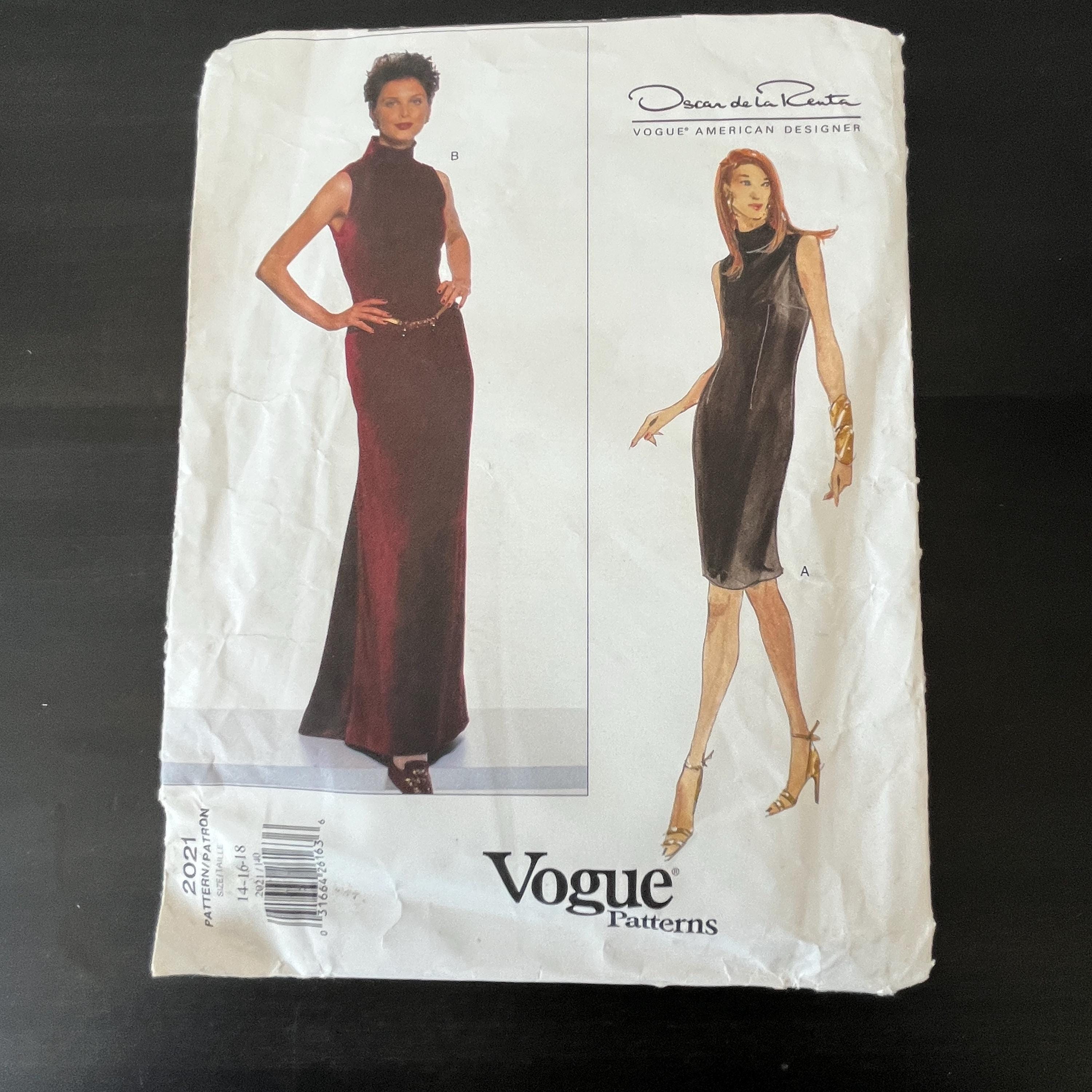 Vogue 2021 Oscar de la Renta Sheath Dress 14-16-18 // UNCUT Vogue American Designer Sewing Pattern // Vintage 90s