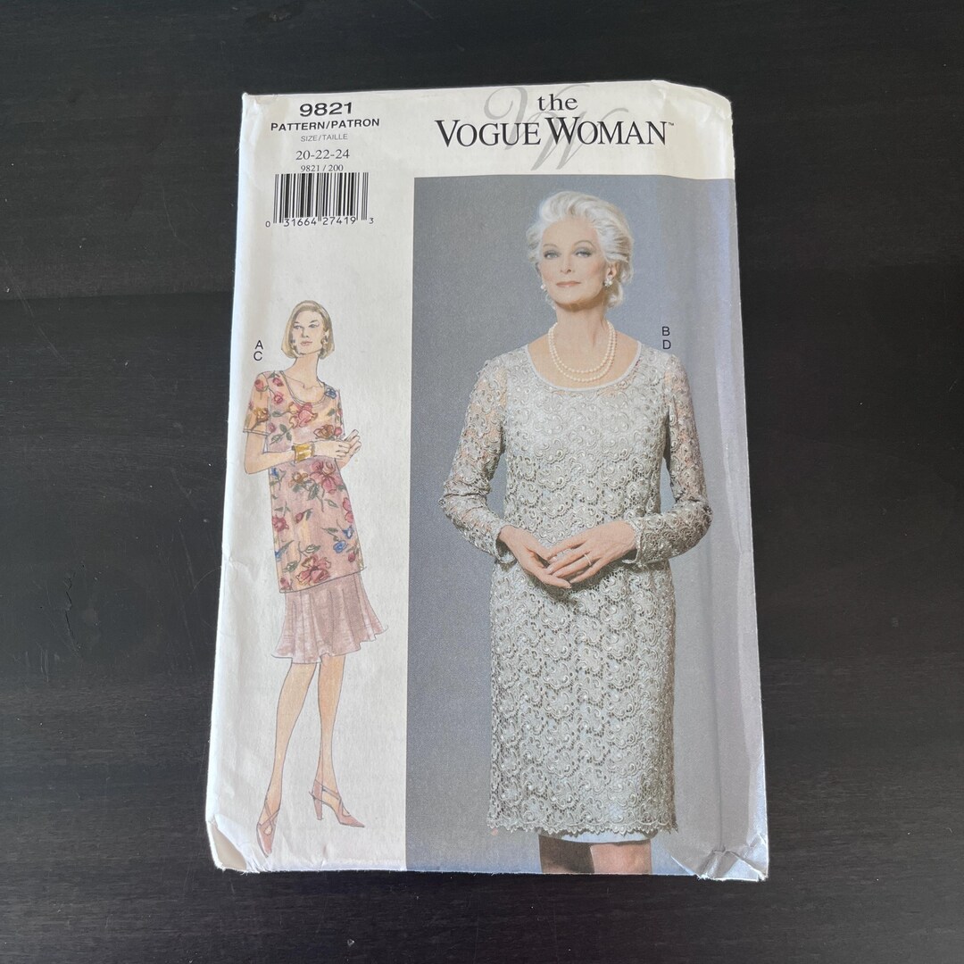 Pattern 9821 Vogue Woman 9821 Tunic Dress Pattern 20-22-24 Bust 42-44-46 // UNCUT ...