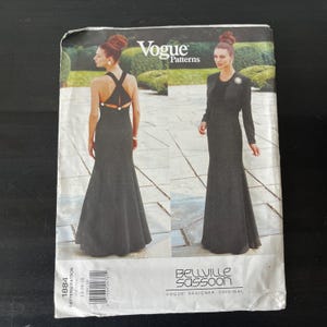 Vogue 1884 Bellville Sassoon Abendkleid und Jacke 14-16-18 Büste 36-38-40 // UNCUT Designer Original Schnittmuster // Vintage 1990s