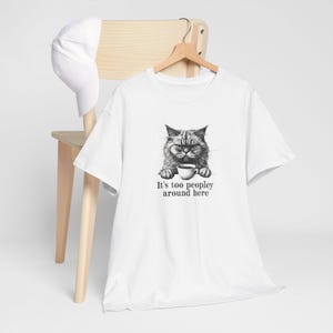 Tshirt café grincheux, chemise drôle d&#39;amant de chat, t-shirt introverti, chemise graphique trop populaire, T-shirt chat sarcastique, cadeau pour les propriétaires de chat