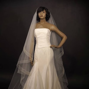 2 Tier Chapel / Cathedral Veil with Horsehair trim - long wedding veil 2" horsehair