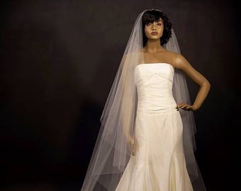 2 Tier Veil - Custom made - Elbow and Cathedral, Chapel, or longer wedding veil -Center gathered