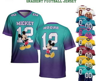 Custom Disney All Character Mickey, Minnie Gradient Football Jersey For Adult, Kids, Youth .