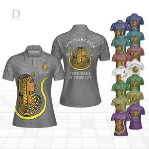Doi Polo Shirt For Women : Custom Daughter of Isis Design With Egyptian Queen Necklace Pattern