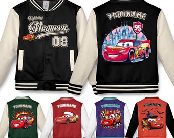 Custom Lightning Mcqueen Disney Pixar Varsity Jacket Shirt 50 Colors For Adult, Kids, Youth