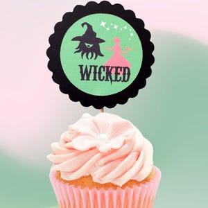 Wicked Custom cupcake topper Custom cake topper Wicked theme Wicked inspired Wicked Party Birthday cupcake Wicked style personalized cupcake