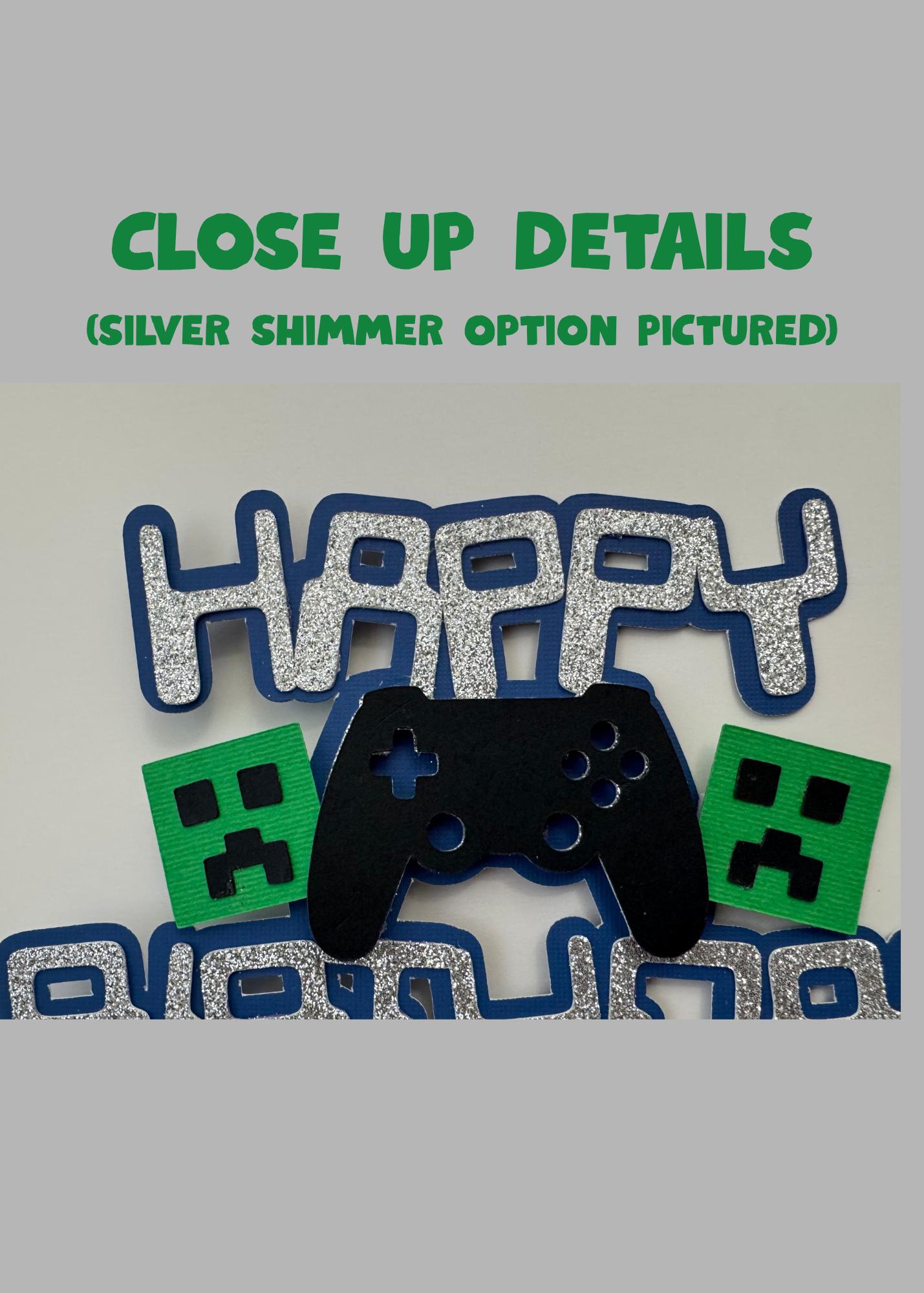 Blue or Silver Minecraft Birthday Topper