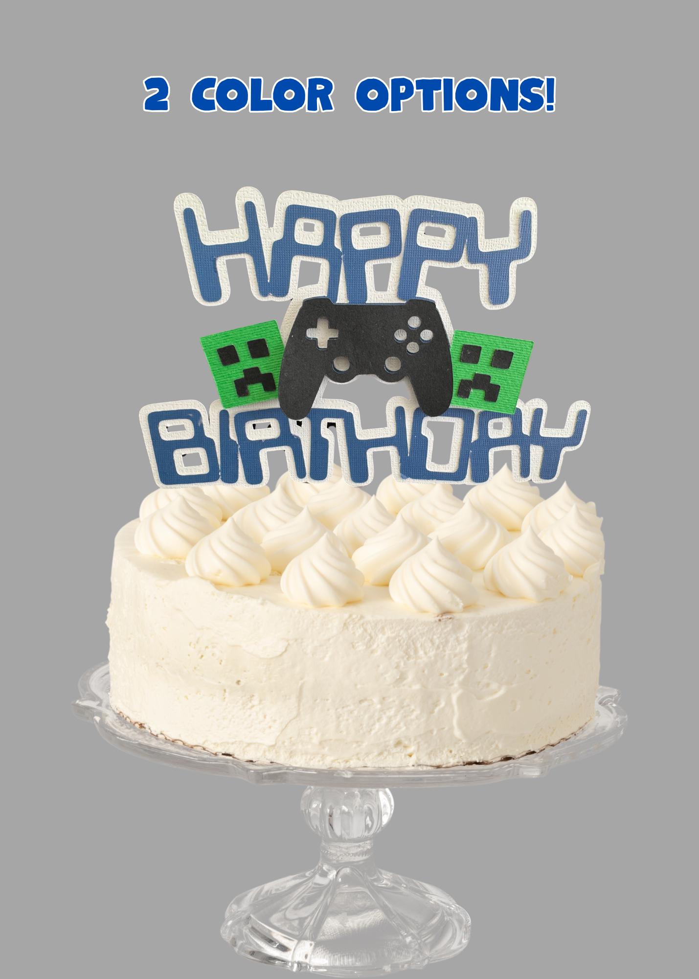 Blue or Silver Minecraft Birthday Topper