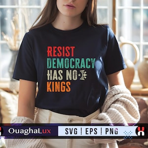 Resist Democracy Has No Kings SVG PNG EPS Vintage Patriotic Political Cut File Digital Download Protest Usa Freedom Cricut Silhouette