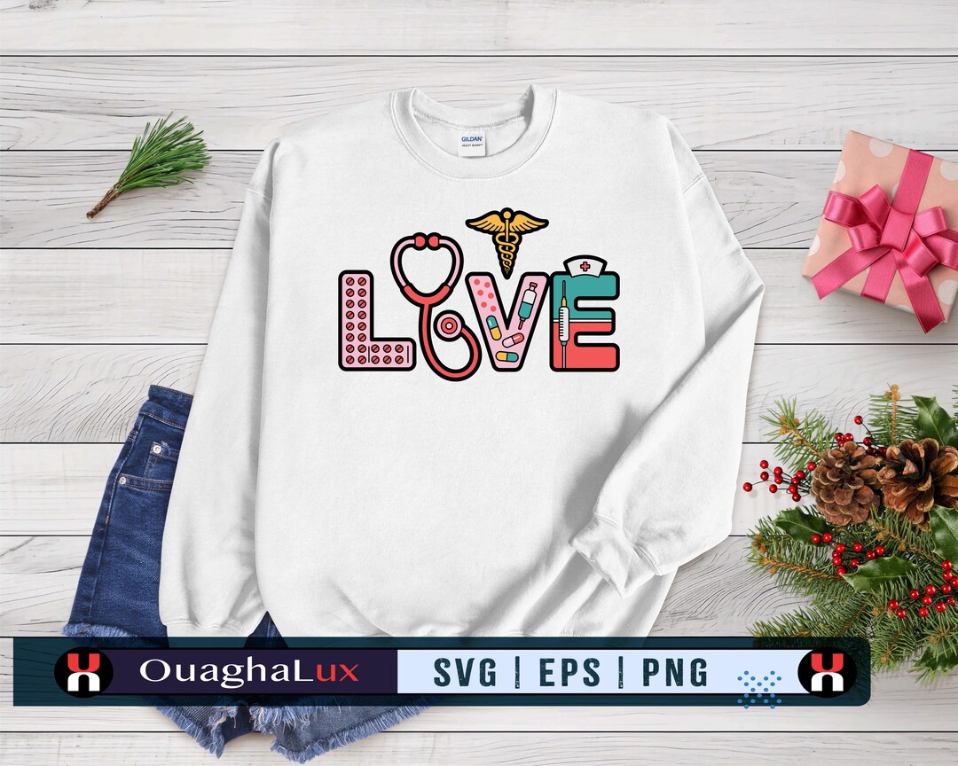 Love Nurse SVG PNG Valentines Day Nursing Student Hospital Medical RN ...