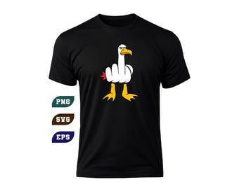 SVG Gaivota Malcriada: Desenho Engraçado de Pássaro Fazendo o Dedo do Meio - Arquivo de Corte Sarcástico para Viagem à Praia