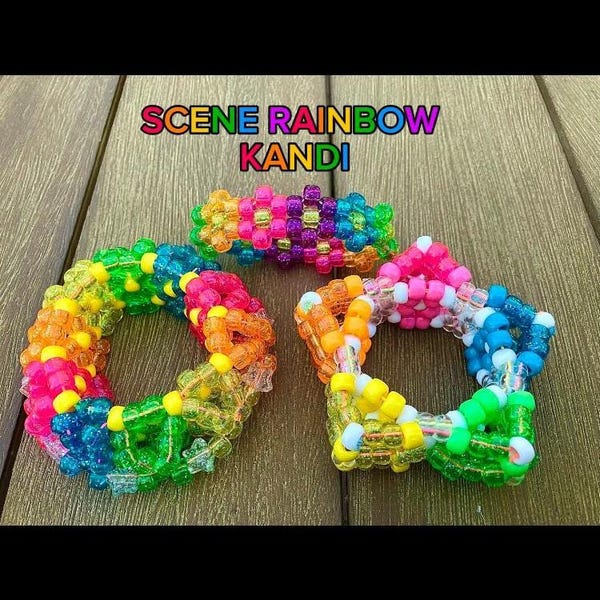 SCENE RAINBOW KANDI Cuffs
