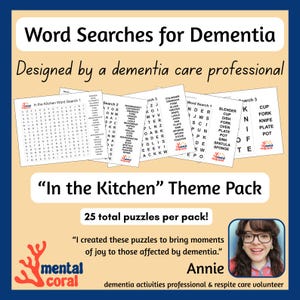 In the Kitchen Puzzle Pack - Themed Word Search for Dementia, Alzheimer's, and Memory Loss - Brain Games for Seniors Digital Download PDF
