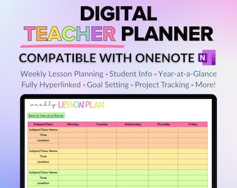 OneNote Planner for Teachers, OneNote Template, Academic Planner, OneNote Planner, OneNote Template for School, Student Information Sheet