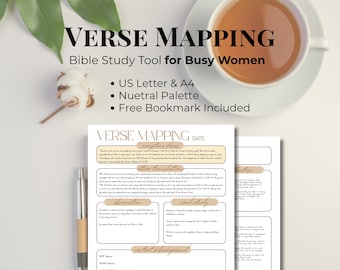 Bible Verse Mapping Template for Busy Moms, Bible Study Guide Template, Bible Study Journal, Devotional Journal, Prayer Journal, Sermon Note