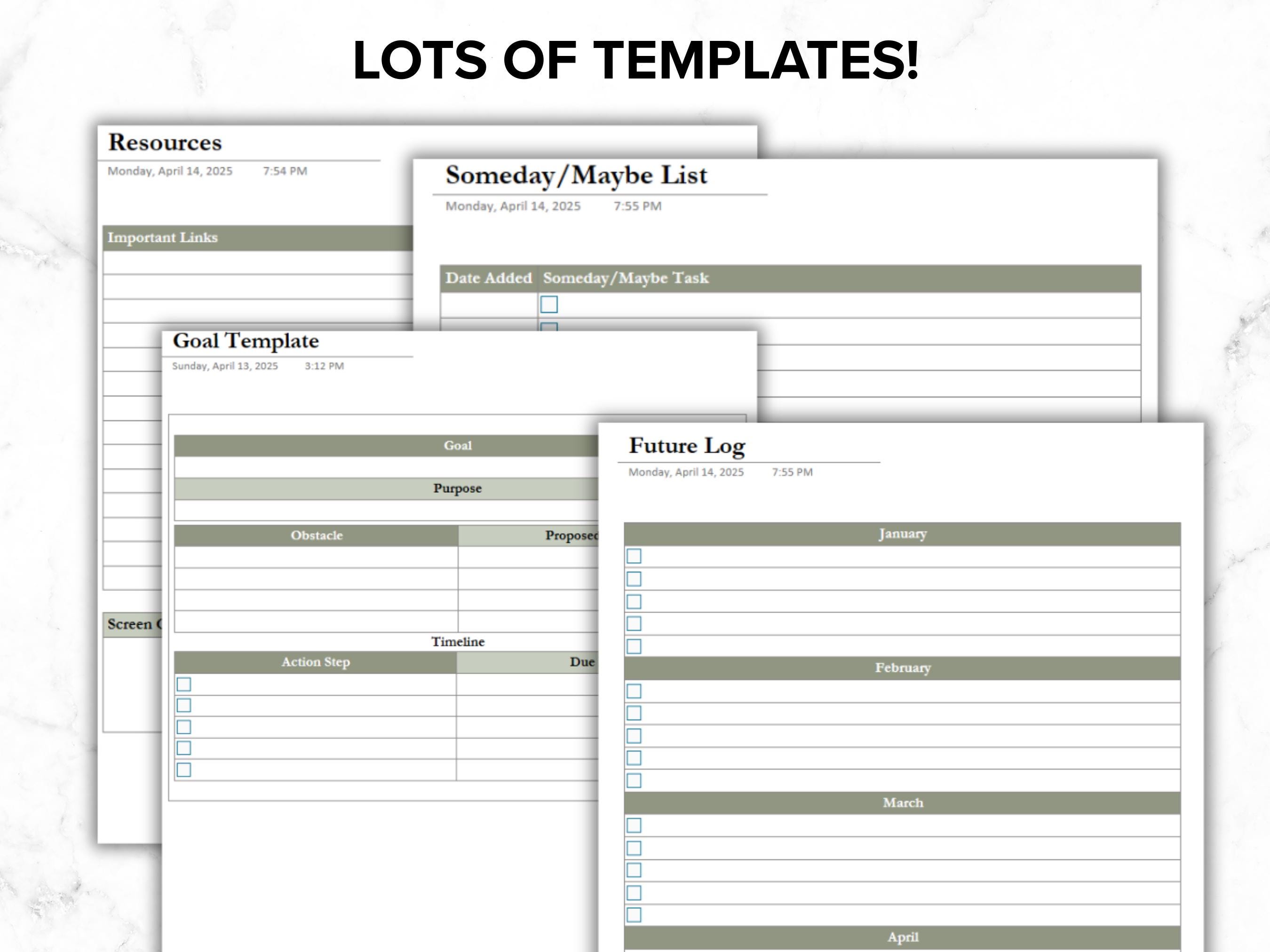 Goals Tracker Onenote 2026 Onenote Template, Onenote Project Management, Task Tracker ...
