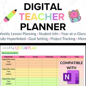 OneNote Teacher Planner, Assignment Tracker, Academic Planner, 2025 Daily Planner, Lesson Plan Template, 2025-2026 Planner, OneNote Template