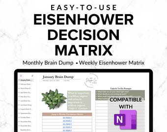 Eisenhower Decision Matrix OneNote Template, OneNote Project Management, Task Tracker, OneNote Template for Work, OneNote Planner Section