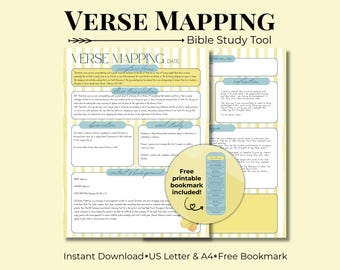 Lemon Bible Verse Mapping Template for Busy Moms, Bible Study Guide Template, Bible Study Journal, Devotional Journal, Grand Millennial