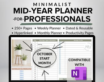 OCT-SEP MidYear OneNote Planner, OneNote Template for Work, OneNote Project Management, Task Tracker, Project Planner, Eisenhower Matrix