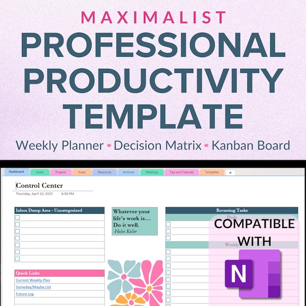 OneNote Template, OneNote Project Management, Task Tracker, OneNote Planner, Project Planner, Eisenhower Matrix, OneNote Template for Work