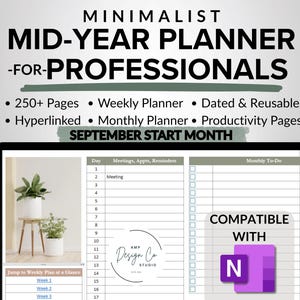 SEP-AUG MidYear OneNote Planer, OneNote Vorlage für Arbeit, OneNote Projektmanagement, Aufgabenverfolgung, Projektplaner, Eisenhower Matrix