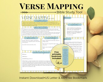 Lemon Bible Verse Mapping Template for Busy Moms, Bible Study Guide Template, Bible Study Journal, Devotional Journal, Grand Millennial
