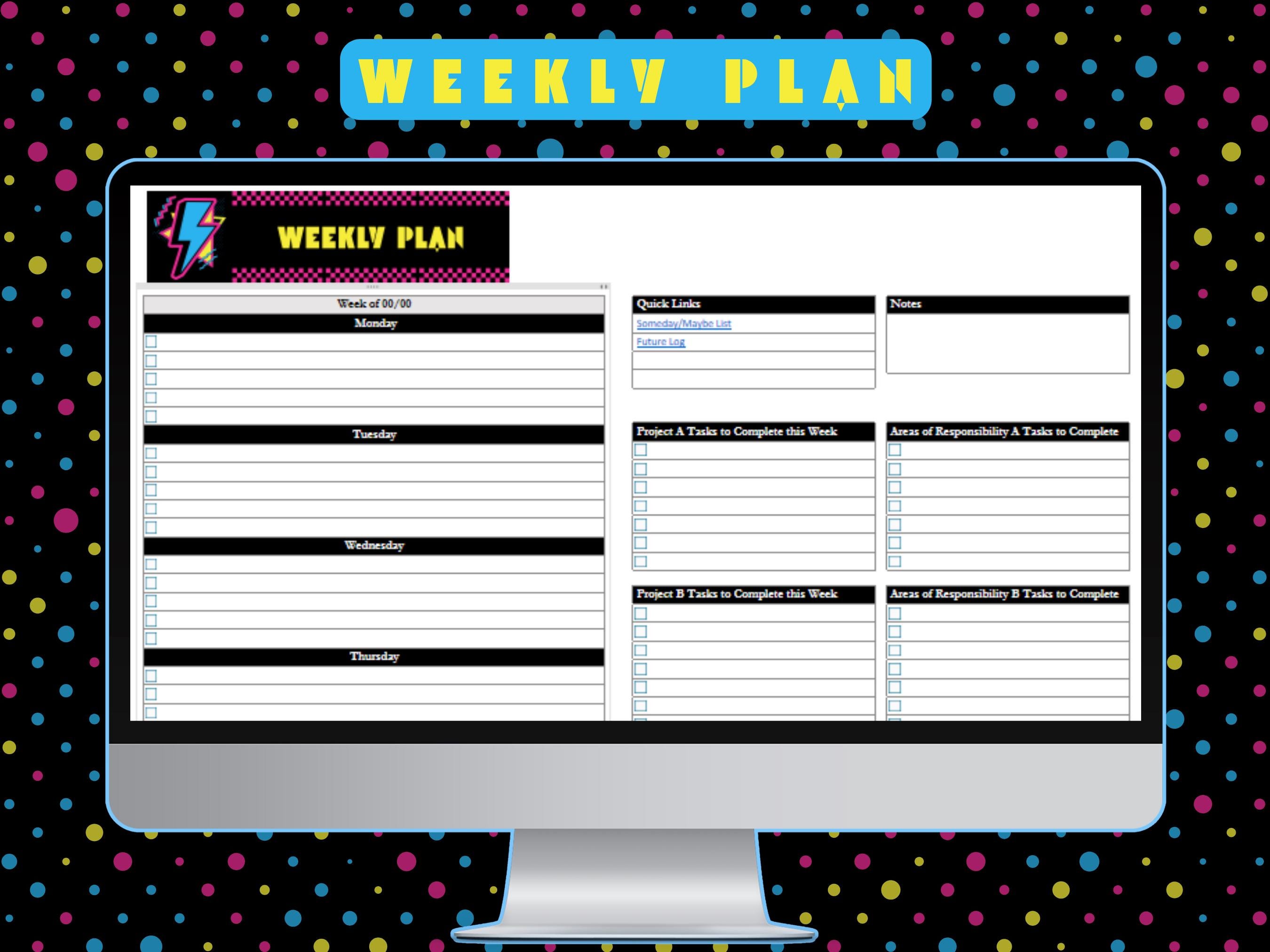 Onenote Weekly Tasktracker Retro 90s Onenote Template for Work, Onenote Project Management, Task ...