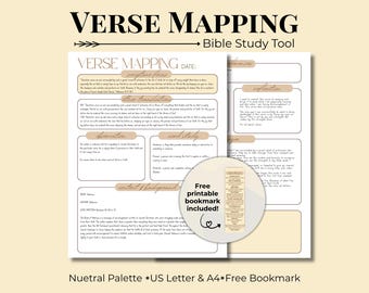 Neutral Bible Verse Mapping Template for Busy Moms, Bible Study Guide Template, Bible Study Journal, Devotional Journal, Prayer Journal Boho