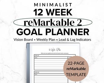 12 Week Year Planner for Remarkable | Project Management, Vision Board, Task Tracker Templates for Remarkable 2 & Paper Pro, Quarterly Plan