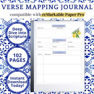 Mediterranean Verse Mapping Remarkable Paper Pro Template, Bible Study Guide, Remarkable Template, Bible Study Template, Bible Verse Mapping