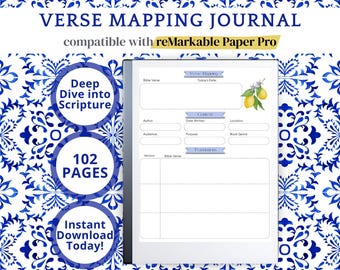 Mediterranean Verse Mapping Remarkable Paper Pro Template, Bible Study Guide, Remarkable Template, Bible Study Template, Bible Verse Mapping