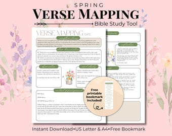 Spring Watercolor Verse Mapping Template for Busy Moms, Bible Study Guide Template, Bible Study Journal, Bible Study Resource, Sermon Notes