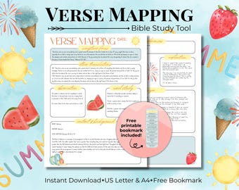 Watercolor Verse Mapping Template for Busy Moms, Summer Bible Study Guide Template, Bible Study Journal, Bible Study Resource, Sermon Notes