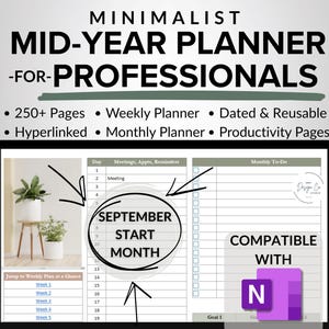 SEP-AUG MidYear OneNote Planer, OneNote Vorlage für Arbeit, OneNote Projektmanagement, Aufgabenverfolgung, Projektplaner, Eisenhower Matrix