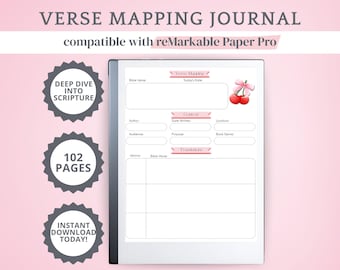 Verse Mapping Remarkable Paper Pro Template, Bible Study Guide, Remarkable Template, Bible Study Template, Bible Verse Mapping, Daily Bible