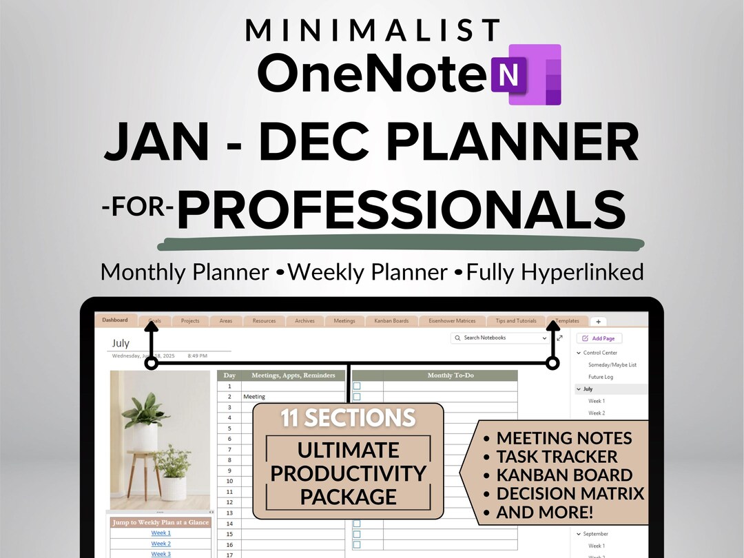 Onenote Planner, Onenote Template, Onenote Project Management, Task ...