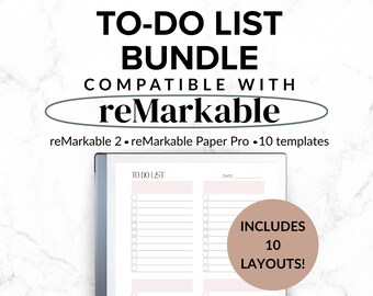 Remarkable To-Do List Bundle, Remarkable Template, Remarkable Paper Pro, Remarkable 2 Template, Project Management, Task Tracker, Brain Dump