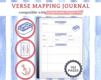 Fisherman Aesthetic Verse Mapping Remarkable Paper Pro Template, Bible Study Guide, Remarkable Template, Bible Study Template, Daily Bible