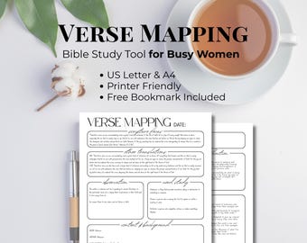 Minimalist Bible Verse Mapping Template for Busy Moms, Bible Study Guide Template, Bible Study Journal, Devotional Journal, Prayer Journal